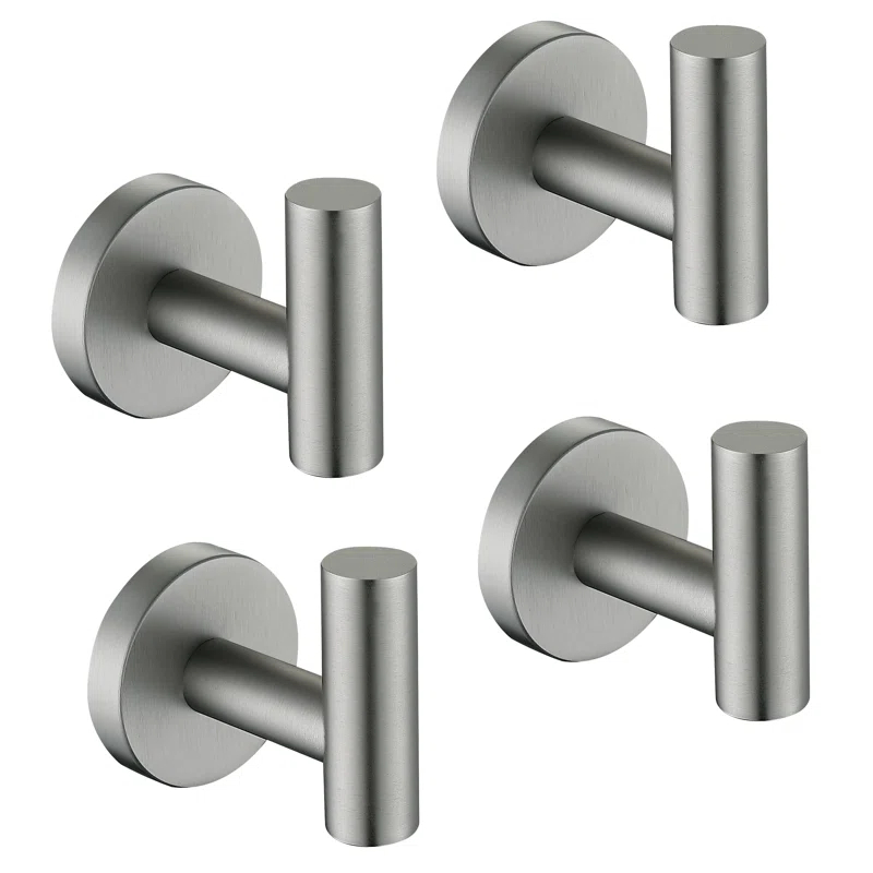 maiguoone A4BK-801 Bathroom Stainless Steel Towel Hooks Wall Mounted 4-Pack