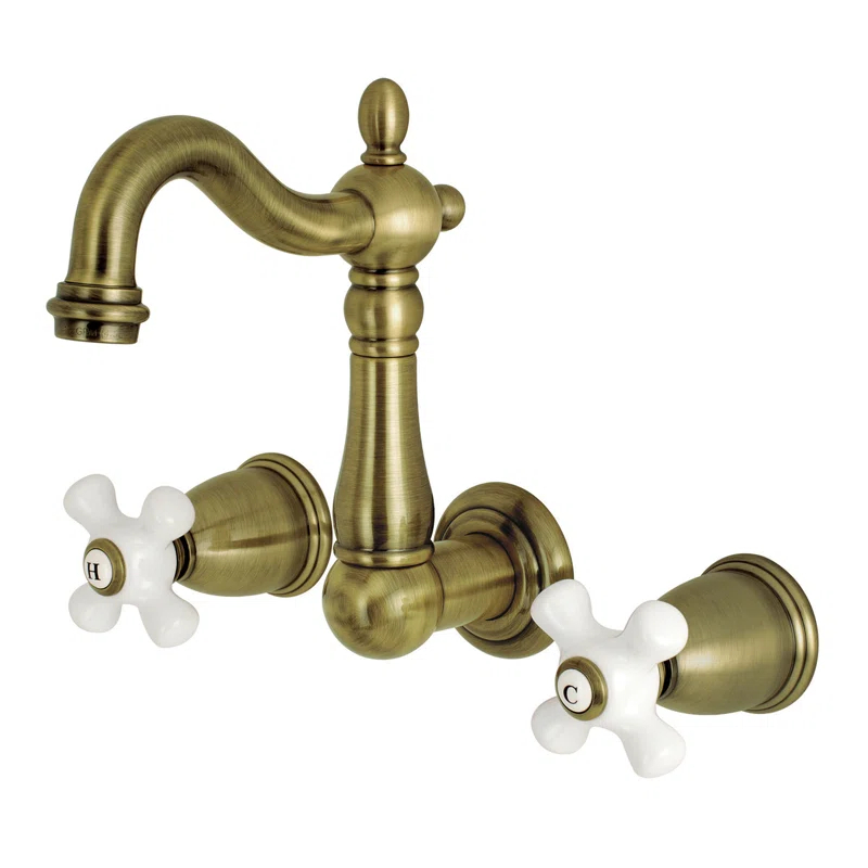 Kingston Brass KS1223PX Kingston Brass Heritage Two-Handle 3-Hole Wall Mount Bathroom Faucet