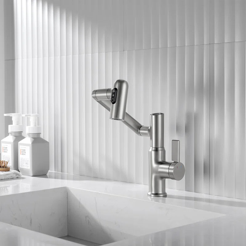Lefton BF2204-0 Lefton Rotatable Single Hole Bathroom Faucet with Temperature Display BF2204