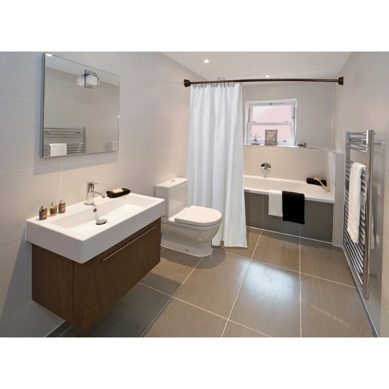 Utopia Alley Utopia Alley Rustproof Fixed Mount Single Curved Shower Rod, Aluminum, adjustable from 45" to 72" Wide