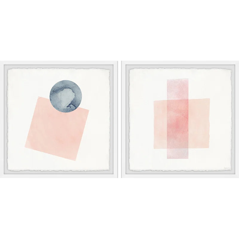 Parvez Taj " Peaches And Shapes " by Parvez Taj 2 - Pieces Painting Print