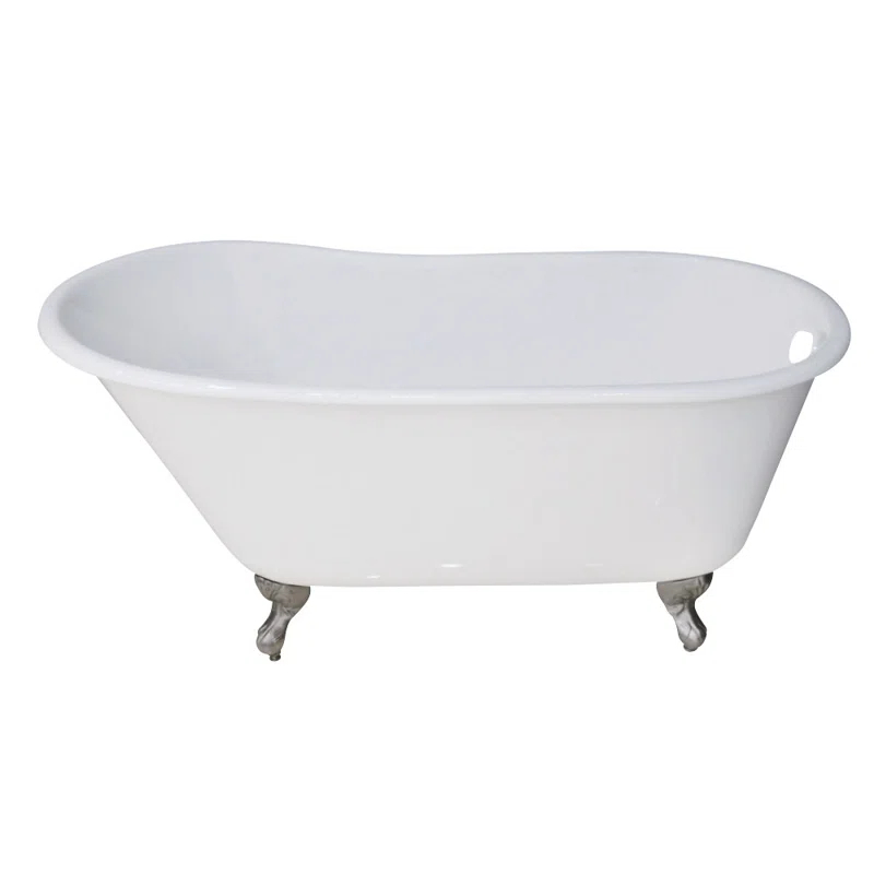 Kingston Brass Aqua Eden 53-Inch Cast Iron Oval Single Slipper Clawfoot Tub (No Faucet Drillings)