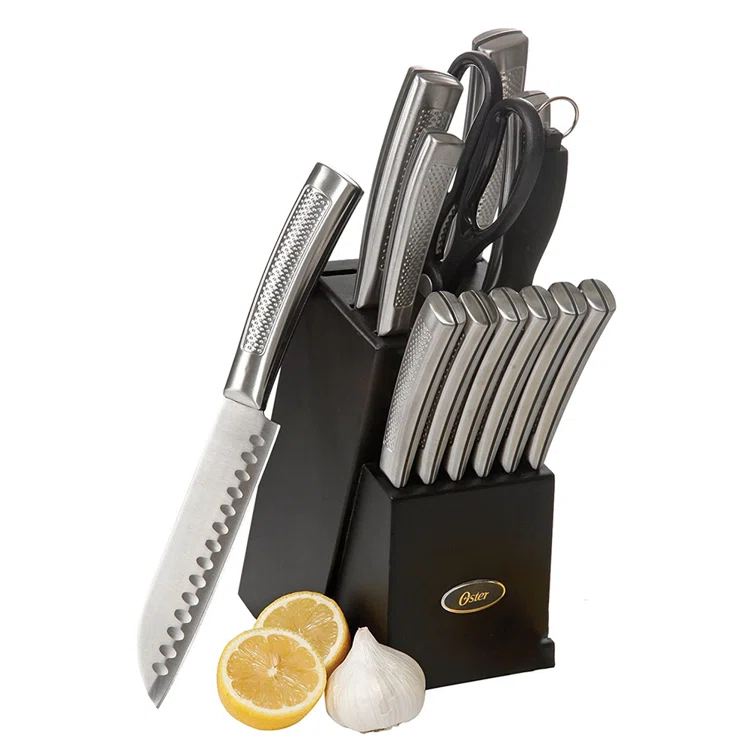 Oster Oster Wellisford Stainless Steel Kitchen Knife Cutlery Set With Block, 14 Piece
