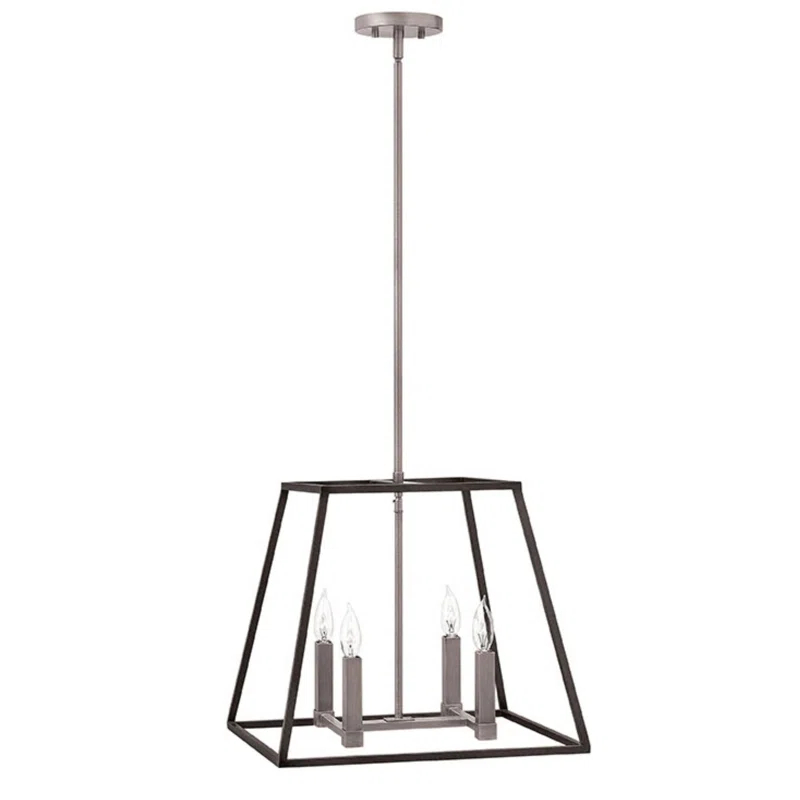 Hinkley Burley Oak 4 - Light Lantern Geometric Chandelier
