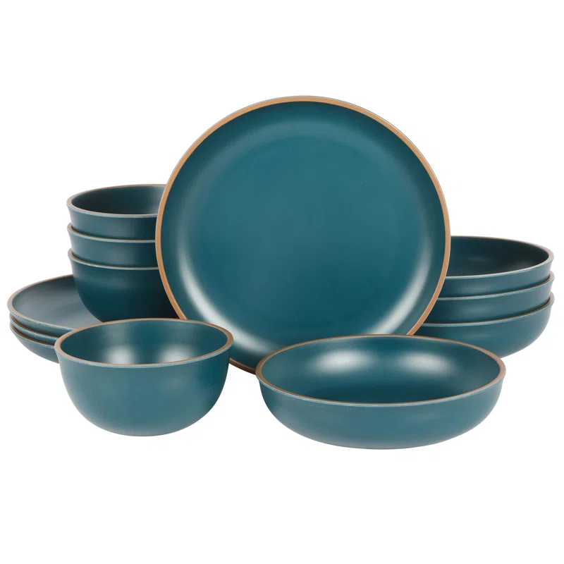 Gibson Gibson Home Rockabye 12 Piece Double Bowl Melamine Dinnerware Set