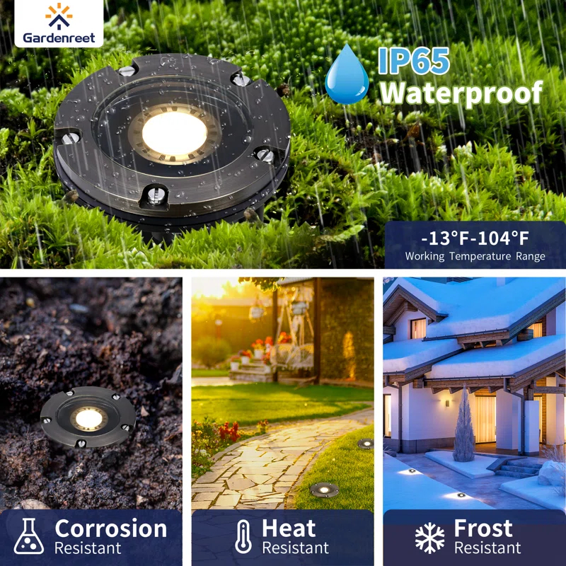 Gardenreet White Low Voltage Integrated LED Solid Brass Well Light Kit