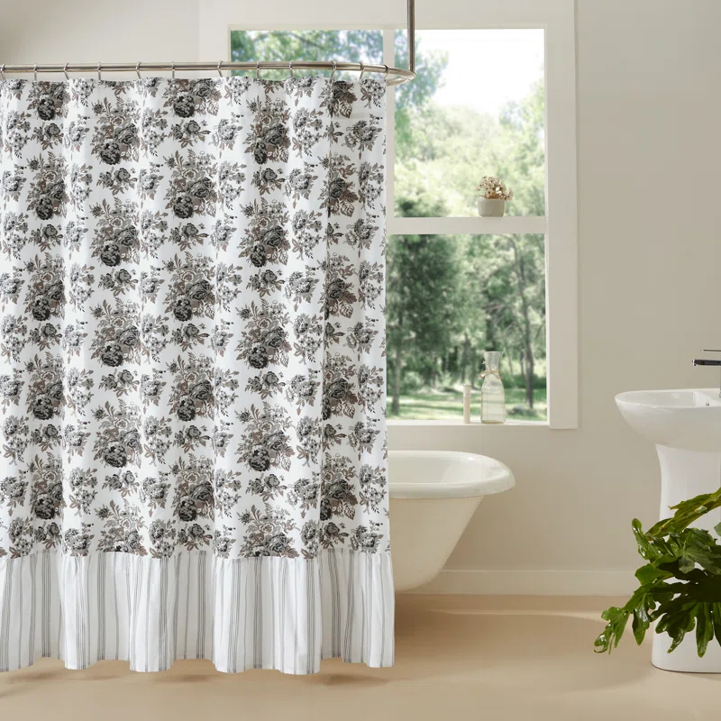 VHC Brands Annie Floral Cotton Floral Shower Curtain
