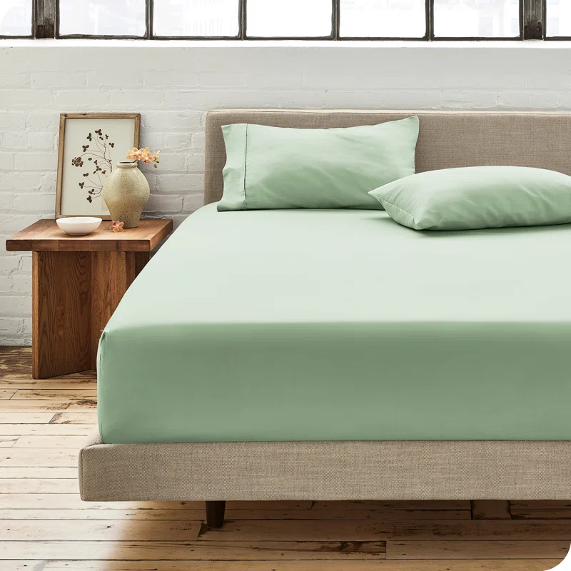 Bare Home 260 Thread Count Organic Cotton Percale Fitted Sheet