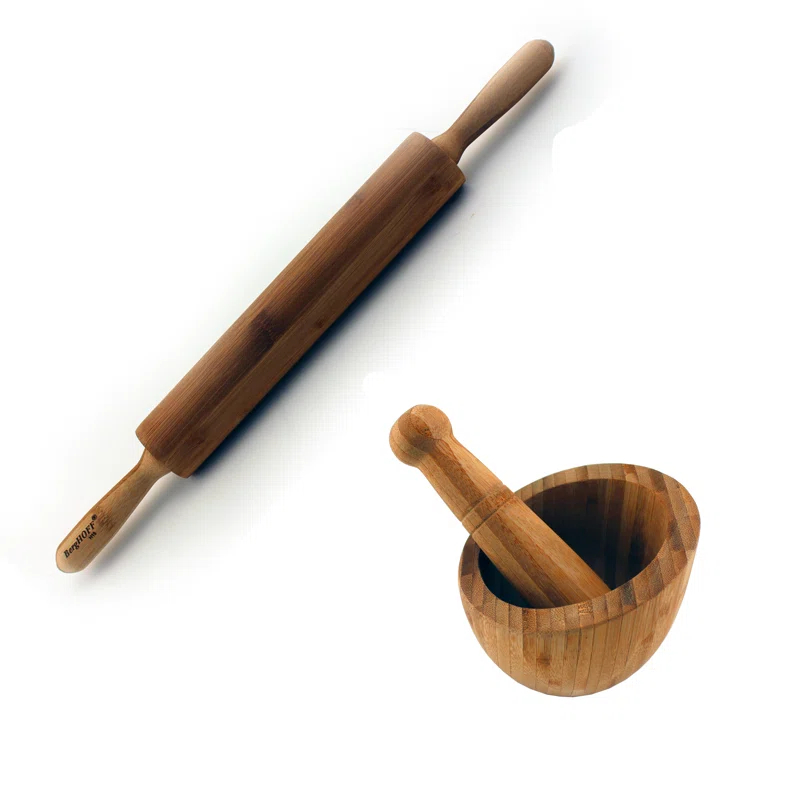 BergHOFF BergHOFF Bamboo 2 Piece Food Preparation Set with Garlic Bowl and Rolling Pin