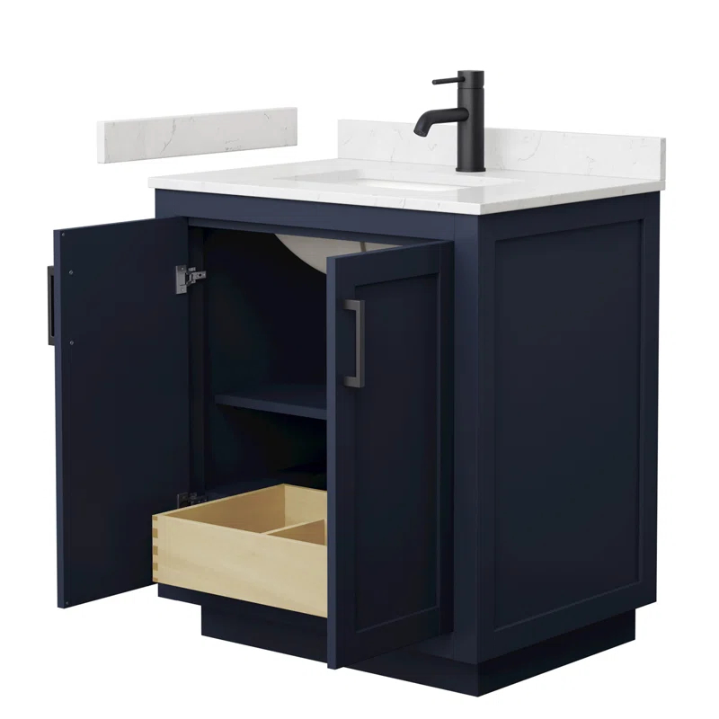 Wyndham Collection Miranda 30" Freestanding Single Bathroom Vanity with Cultured Marble Top