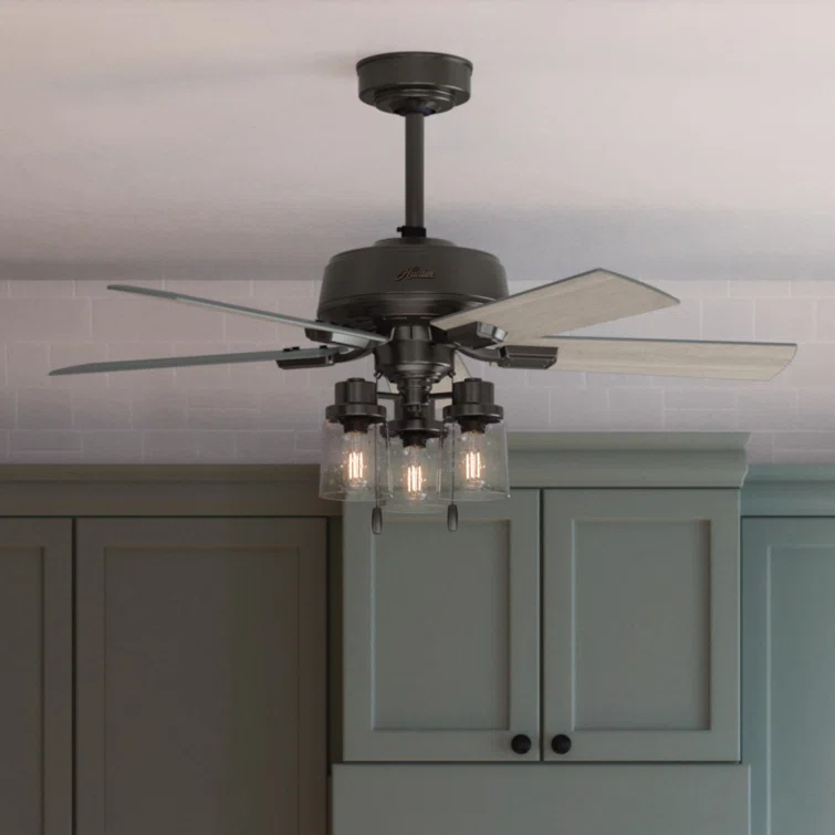 Hunter Fan 44" Hartland 5 - Blade Modern Farmhouse Indoor Ceiling Fan with Lights and Pull Chains & Reviews | Wayfair
