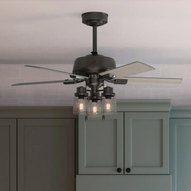 Hunter Fan 44" Hartland 5 - Blade Modern Farmhouse Indoor Ceiling Fan with Lights and Pull Chains & Reviews | Wayfair