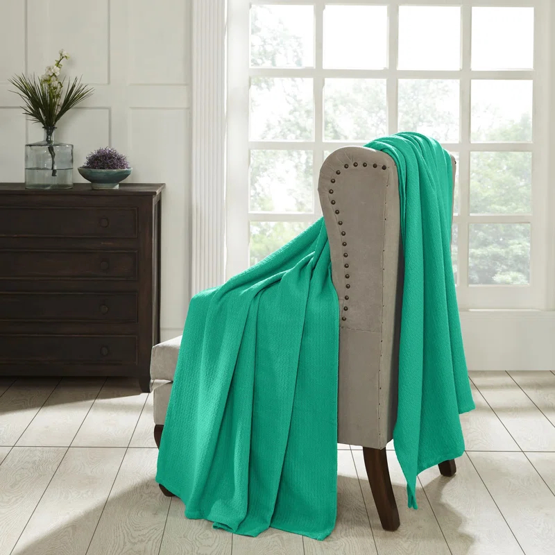 Superior Waffle Weave Honeycomb Knit Soft Textured All-Season Cotton Blanket