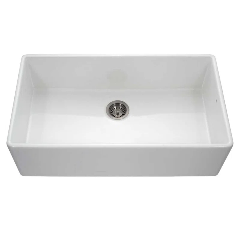 Houzer PTG-3600 WH Platus Houzer Farmhouse Apron Front/Undermount 36 inch Fireclay Single Bowl Kitchen Sink
