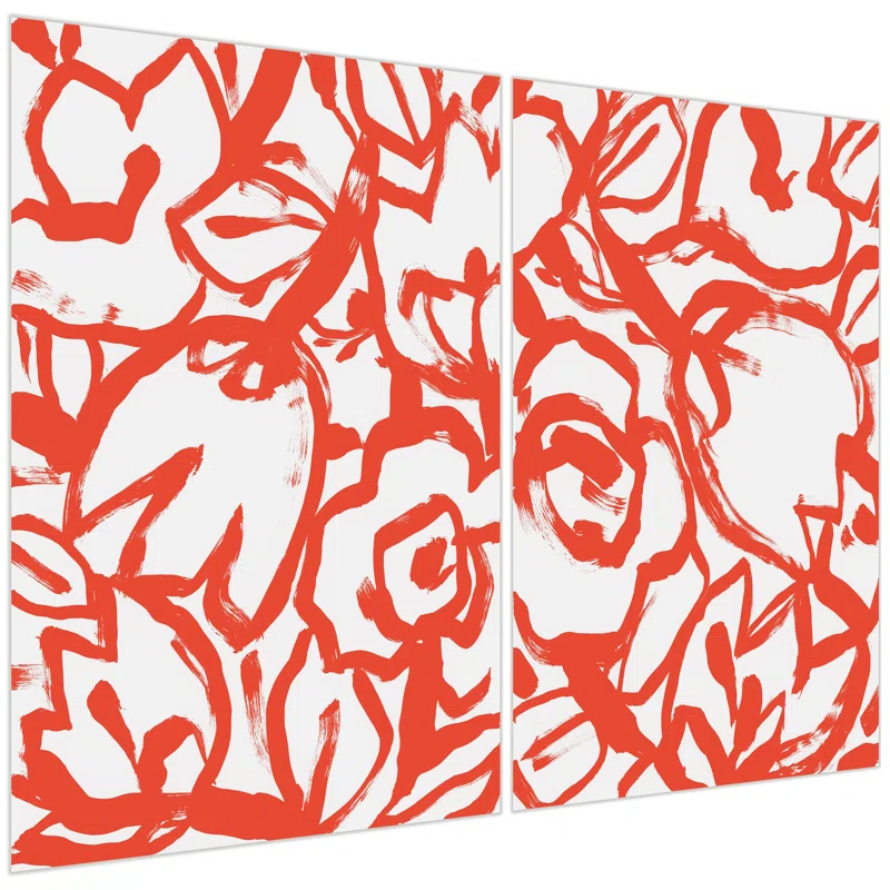 Empire Art Direct " Scarlet Blooms I & II " 2 - Pieces