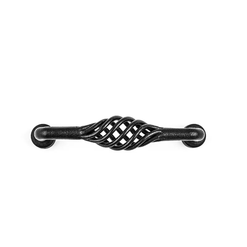 The Renovators Supply Inc. Drawer Handle Cabinet Wrought Iron 5" Center to Center Birdcage Pull (Set of 2)