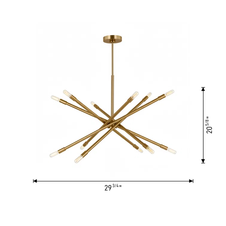 Mercer41 12 - Light Dimmable Sputnik Modern Linear Chandelier