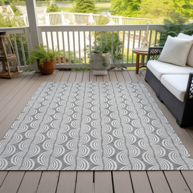 Machine Washable Indoor/Outdoor Chayden ACN1055 Gray Rug