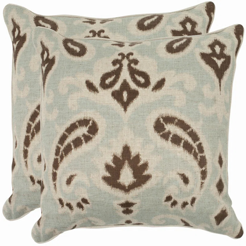Safavieh Brian Paisley Feather Linen Reversible Throw Pillow (Set of 2)