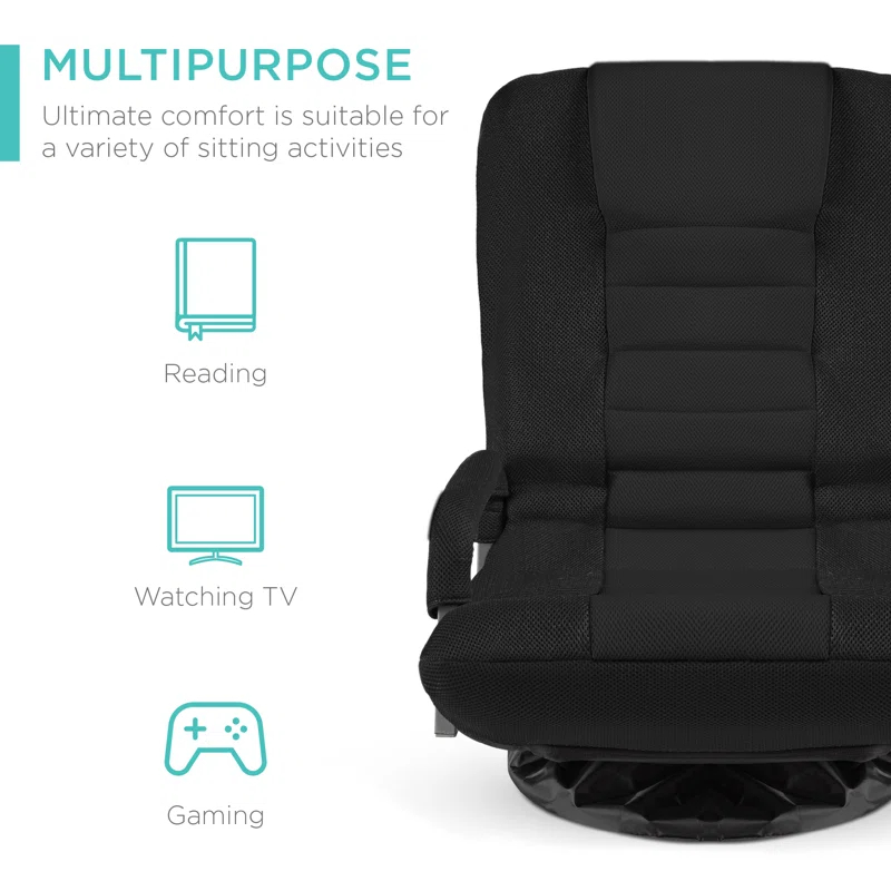 Trule Alba 360-Degree Swivel Gaming Floor Chair w/ Armrest Handles, Foldable Adjustable Back