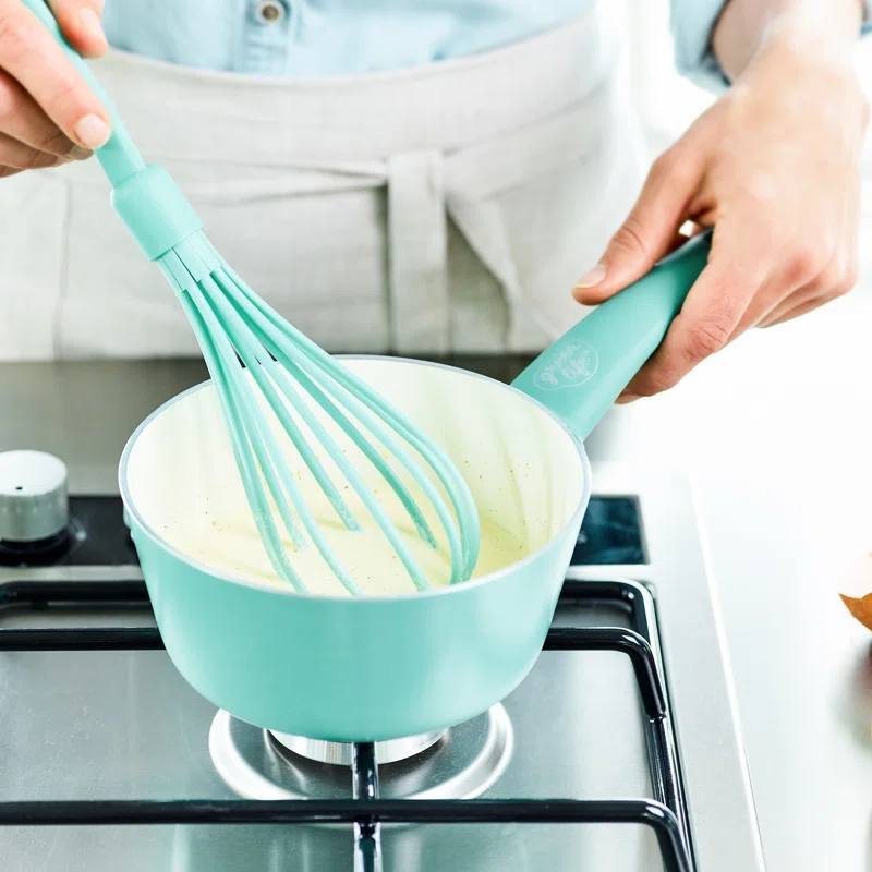 GreenLife GreenLife Soft Grip Healthy Ceramic Nonstick, 1QT And 2QT Saucepan Pot Set With Lids, Dishwasher Safe