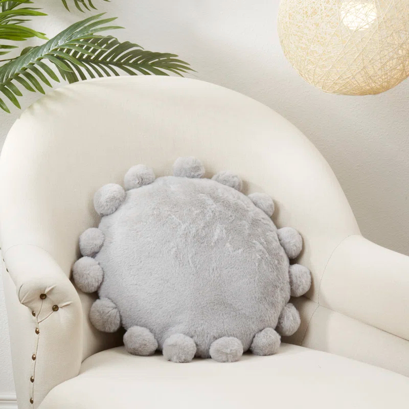 Saro Faux Rabbit Fur Collection Throw Pillow