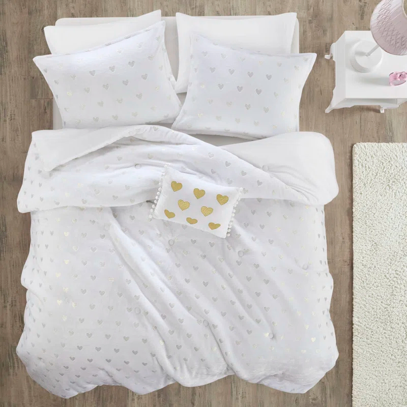 Mi Zone Rosalie Metallic Printed Plush Comforter Set