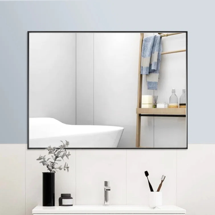 Ledel Modern & Contemporary Rectangle Bathroom Vanity Mirror Metal Framed Wall Mirror