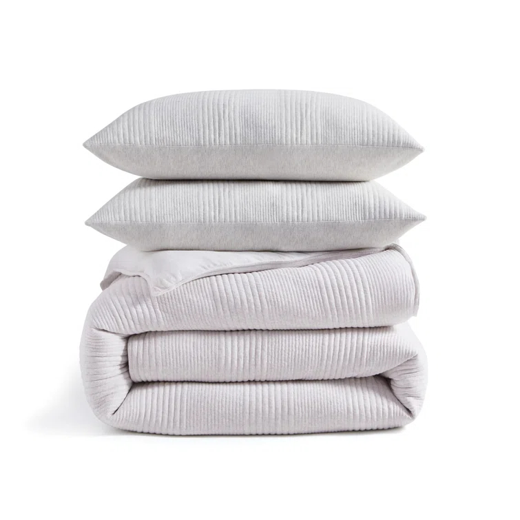 DKNY Pure DKNY Pure Ribbed Jersey Queen Comforter Set Heather Gray