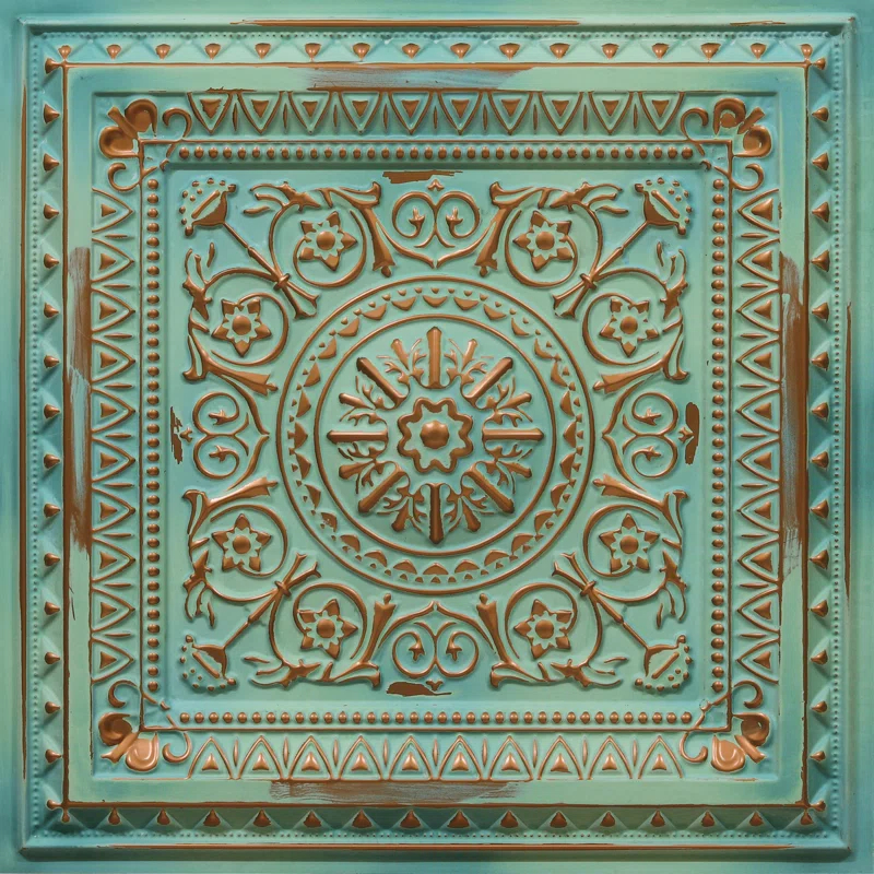 Marseille 24'' W Textured PVC Drop-In Ceiling Tile In Antique Gold