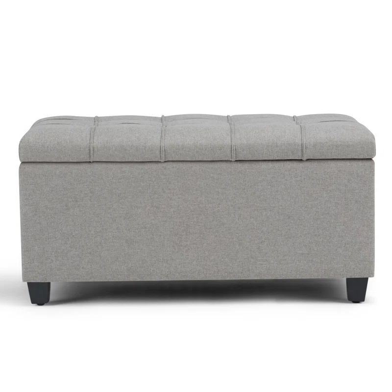 Simpli Home Sienna 33"W Upholstered Storage Ottoman Bench with Lift-Up Tufted Top