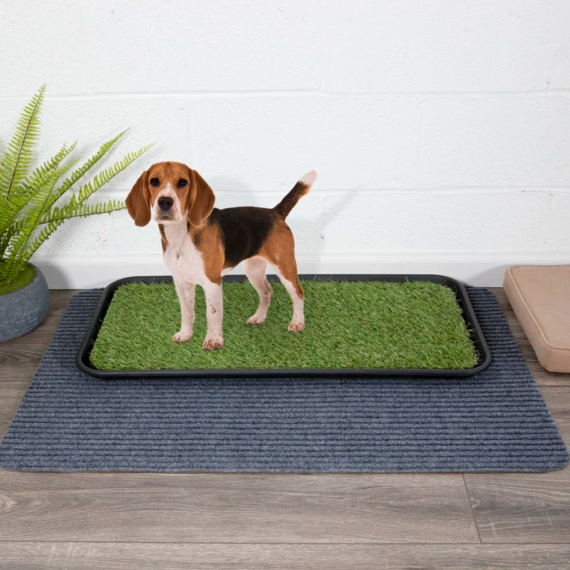 Ottomanson Pet Training Non-Slip Indoor/Outdoor Tray with Reusable Grass Pad