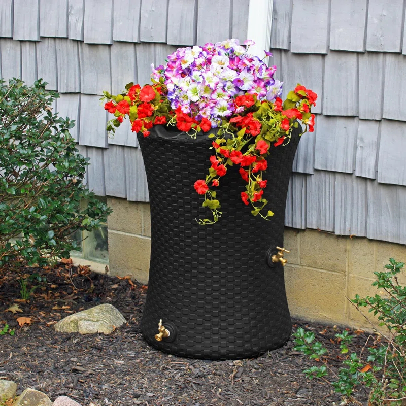 Good Ideas Good Ideas 50 Gallons Plastic Drainable Dual Overflow Planter Rain Barrel