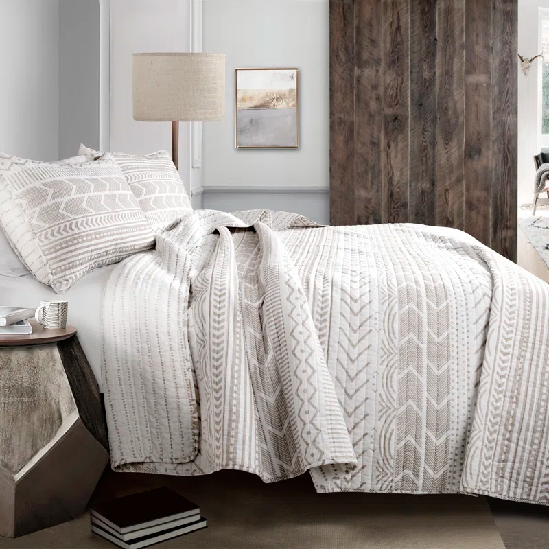 Lush Decor Hygge Geo Reversible Contemporary 3-Piece Quilt Set