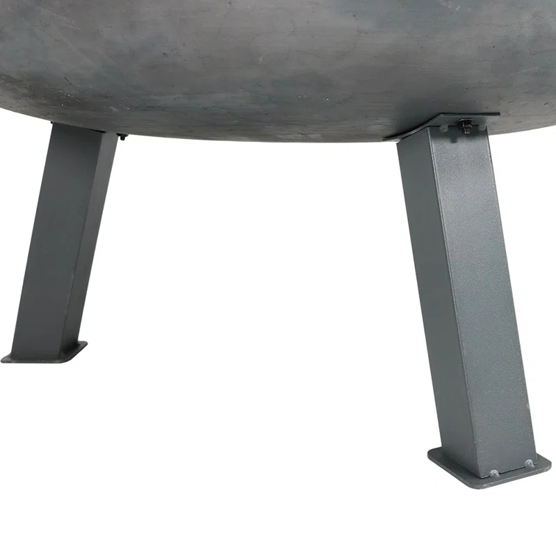 SunnyDaze Decor Union Round Wood-Burning Steel Finish Cast Iron Outdoor Raised Fire Pit Bowl