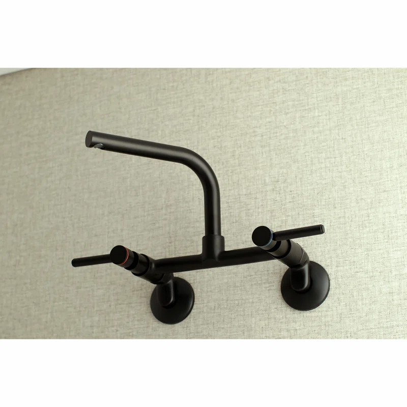 Kingston Brass KS812PN Kingston Brass Concord Double-Handle 2-Hole Wall-Mount Bridge Kitchen Faucet