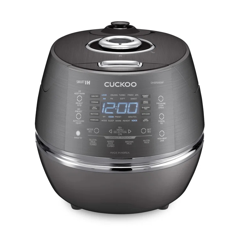 Cuckoo Electronics CUCKOO 6-Cup Induction Heating Pressure Rice Cooker with Nonstick Inner Pot, 21 Menu Modes, Fuzzy Logic Tech, 3 Voice Guide, Auto Clean (Dark Grey) CRP-DHSR0609FD
