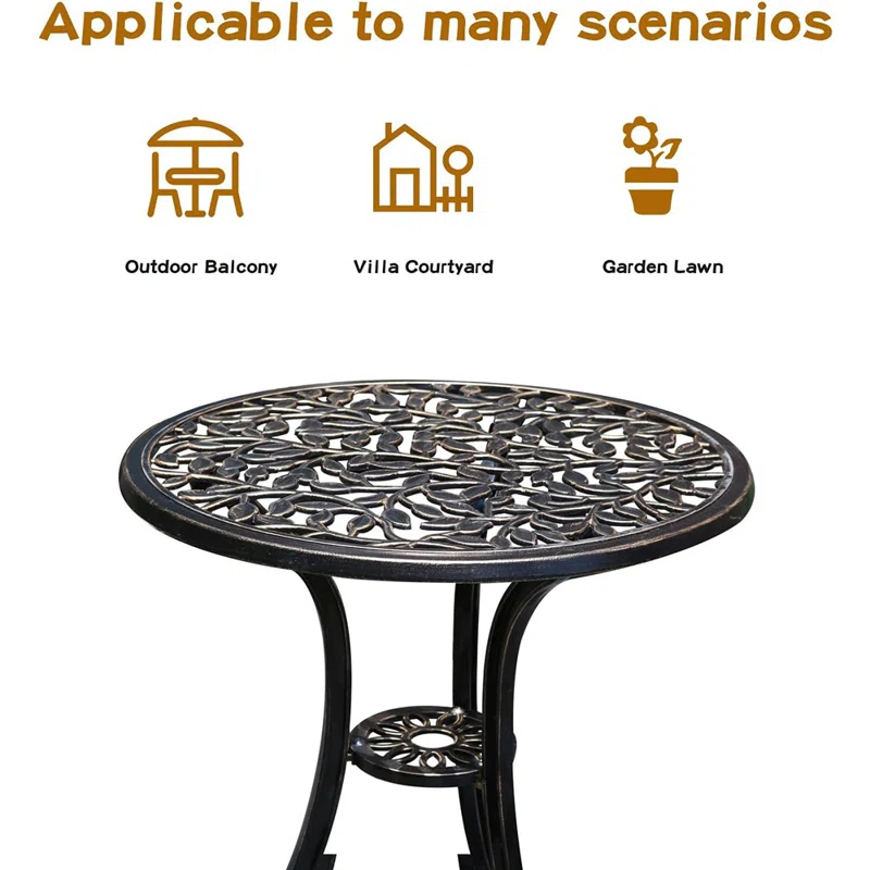 Fleur De Lis Living Patio Bistro Set.Rust-Resistant Cast Alumin...