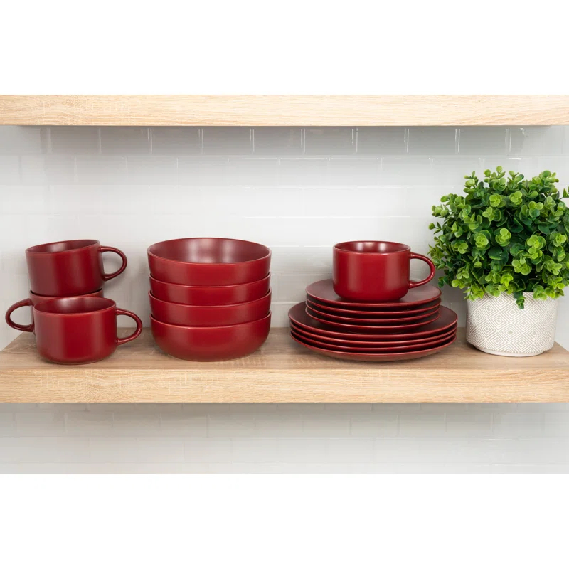 Ten Strawberry Street Wazee Matte 16 Piece Dinnerware Set, Service for 4