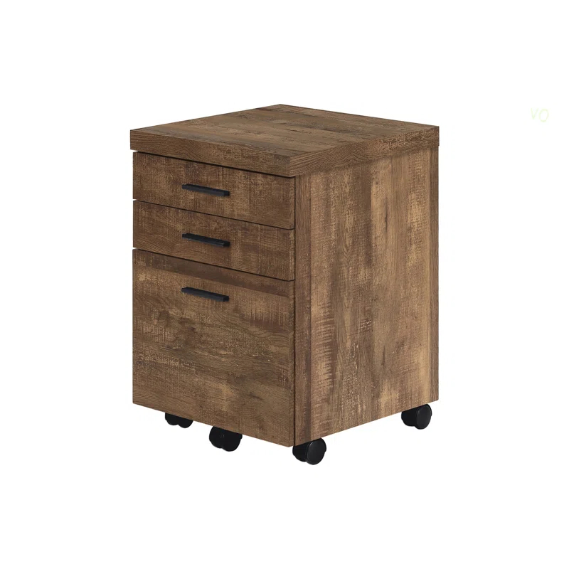 Millwood Pines File Cabinet, Rolling Mobile, Storage Drawers, Printer Stand, Office, Work, Brown Laminate, Contemporary, Modern