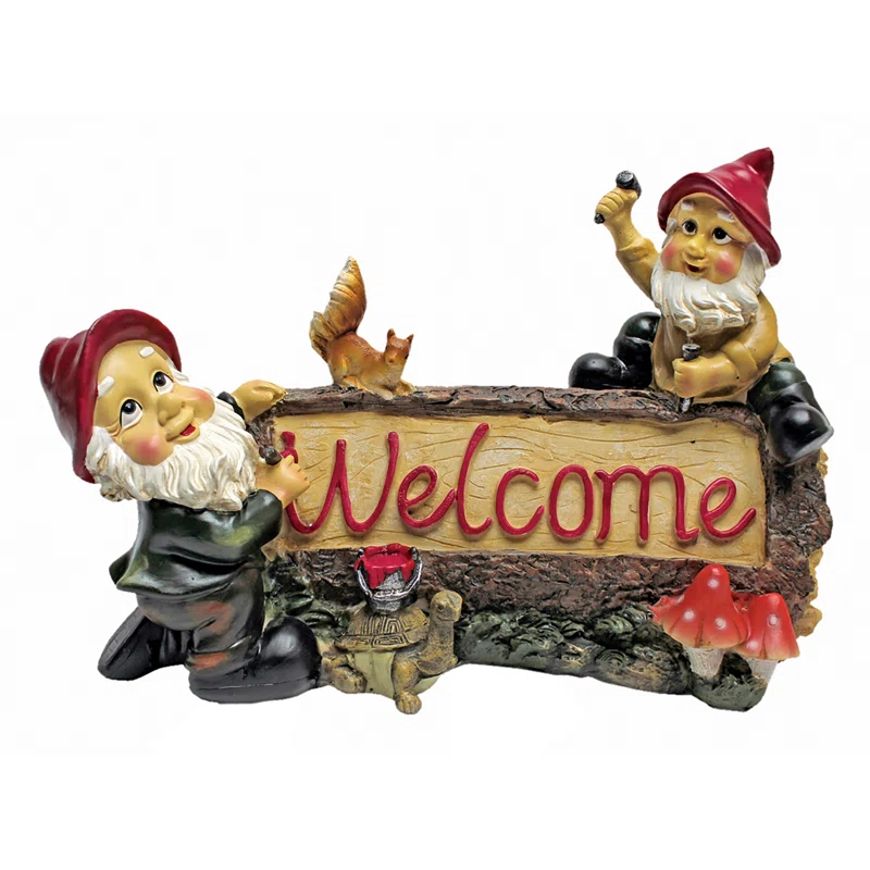 Design Toscano Greeting Gnomes Welcome Sign Statue