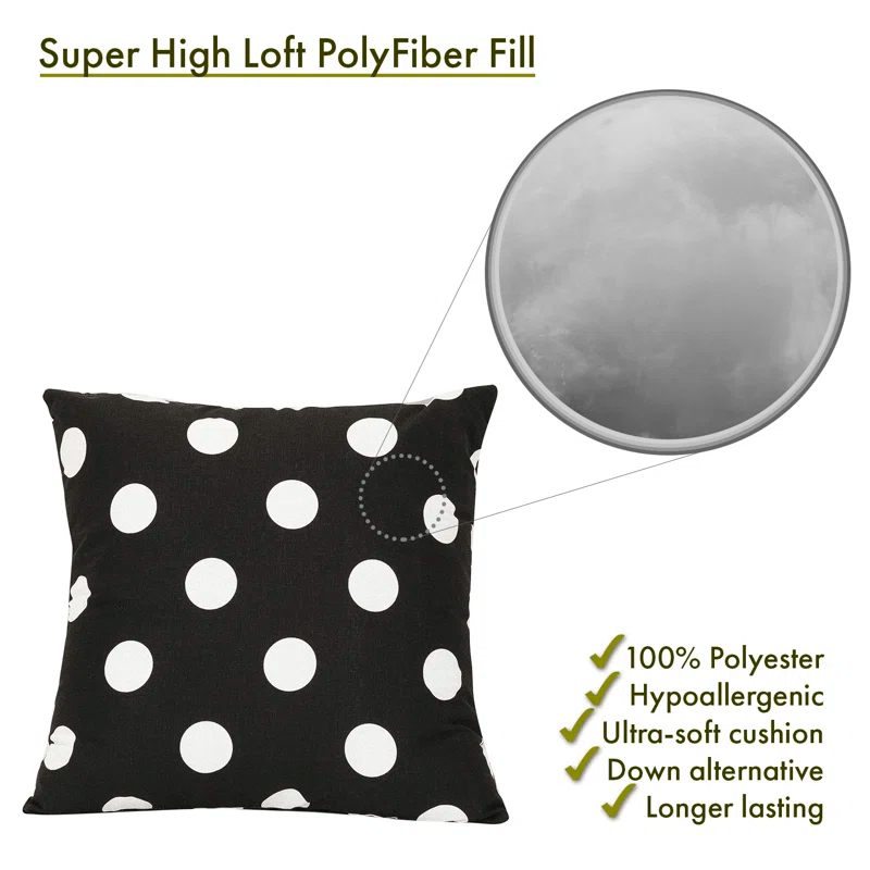 Polka Dot Polka Dots Cotton Reversible Throw Pillow