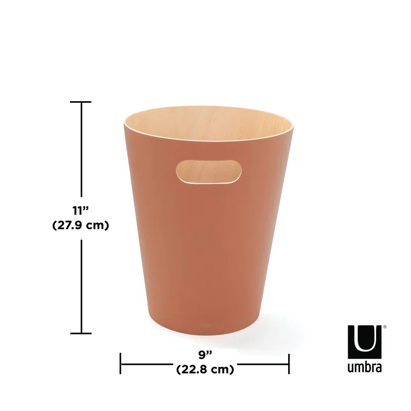 Umbra Woodrow Solid Wood Open Waste Basket - 2 Gallons