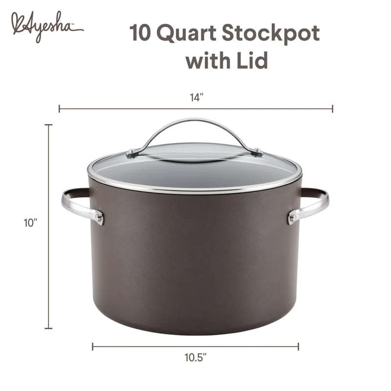Ayesha Curry Professional Hard Anodized Collection Nonstick Stockpot Saucepot with Lid, Charcoal & Reviews | Wayfair
