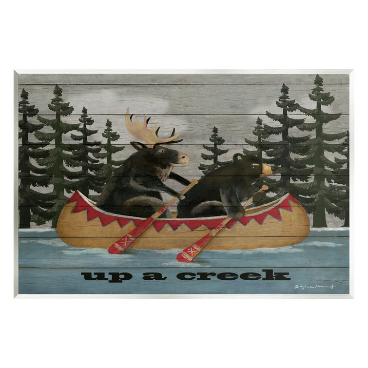 Stupell Industries " Up A Creek Woodland Cabin Canoe " by Stephanie Workman Marrott