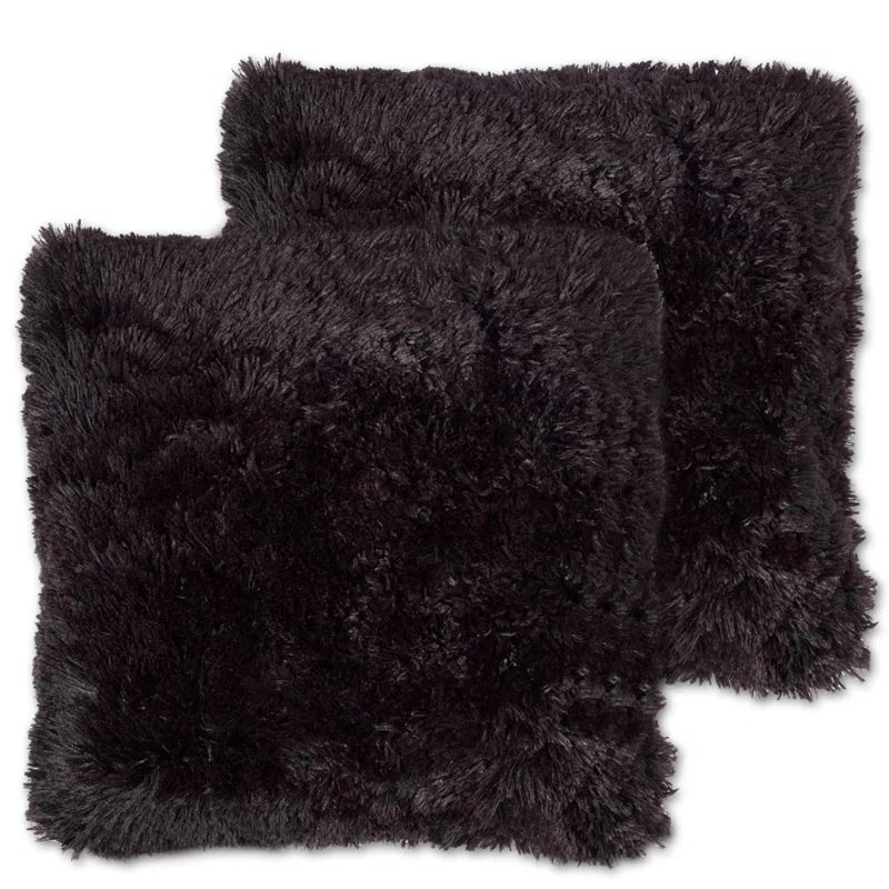 Sweet Home Collection Faux Fur Reversible Throw Pillow (Set of 2)
