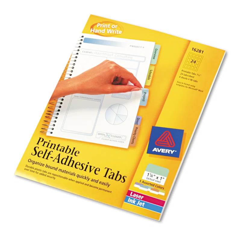 Avery Consumer Products Avery® Printable Repositionable Plastic Tabs PVC / Vinyl Hanging Files Cabinet