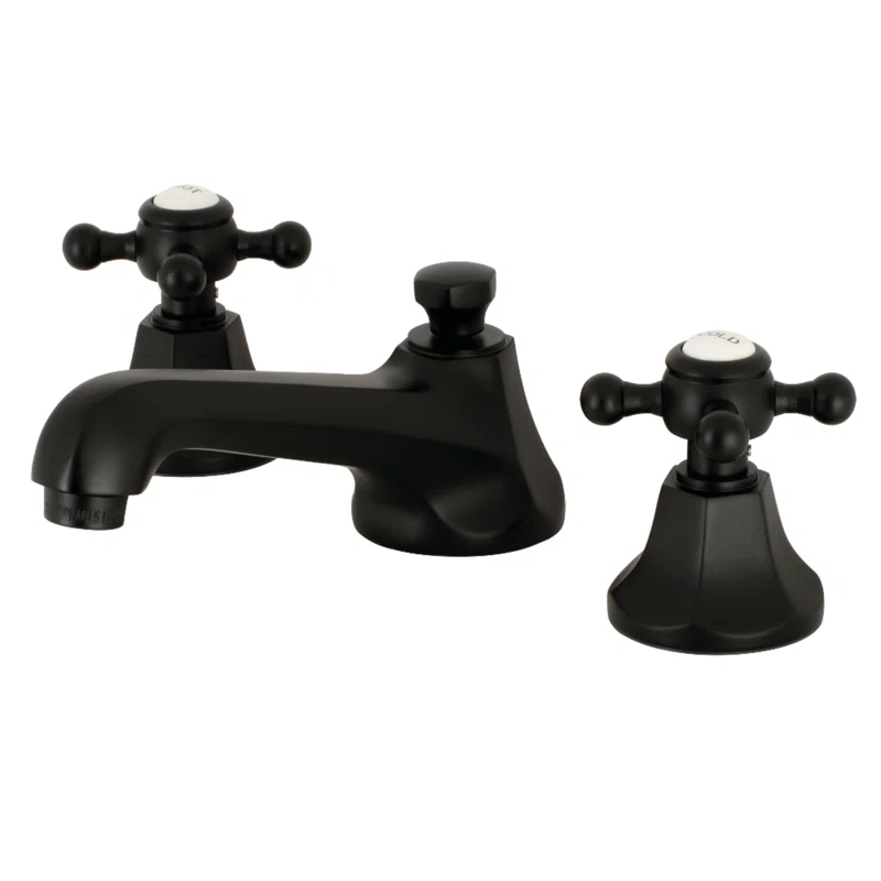 Kingston Brass KS4460BX Kingston Brass Metropolitan Two-Handle 3-Hole Deck Mount Widespread Bathroom Faucet with Brass Pop-Up Drain