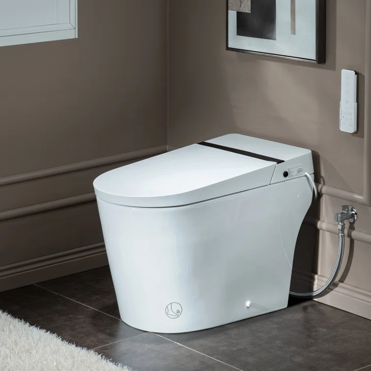 Auto Open/Close Tankless Smart Bidet Toilet with Auto Flush, Foot Sensor Function, Heated Seat,Dryer