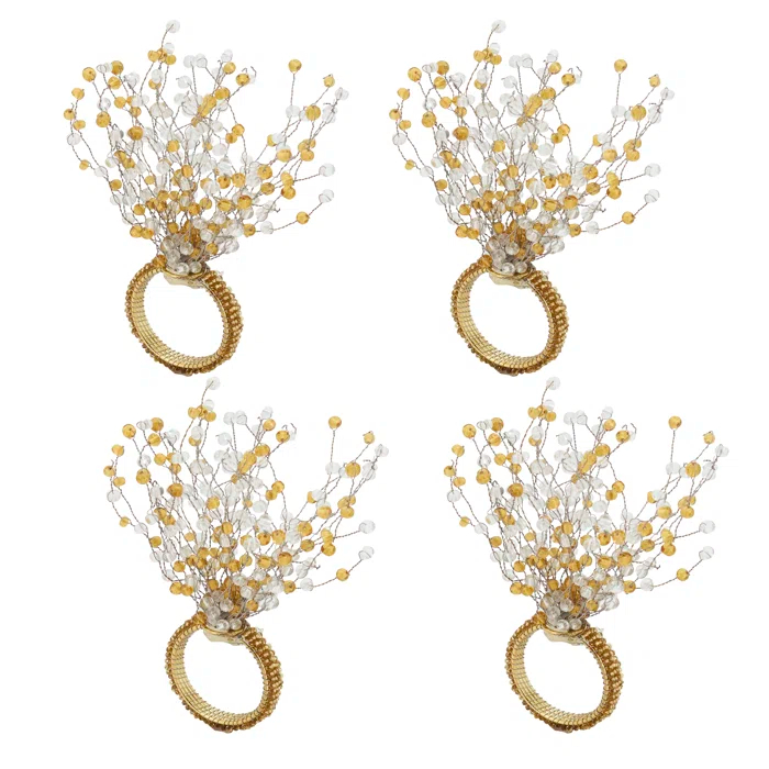 Saro Beaded Design Napkin Ring (Set of 4)